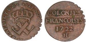 Louis XV - Neuf deniers colonies françoises - 1722 H (La Rochelle)