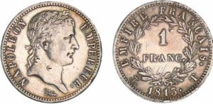 1 franc Napoléon revers empire 1813 T (Nantes)