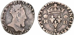 Henri II - Demi-teston à la tête couronnée - 1555 L (Bayonne)