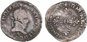 Henri III - Quart de franc au col plat - 1577 A (Paris)