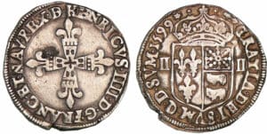 Henri IV - Quart d'écu de Béarn - 1596 (Morlaàs)