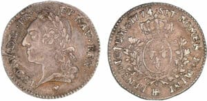 Louis XV - Cinquième d'écu à la veille tête - 1774 BB (Strasbourg)