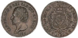 Italie - Royaume de Sardaigne - Charles Felix - 20 lire 1826 (Turin) - Surmoulage en étain bronzé