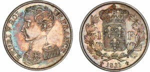 1 franc Henri V Comte de Chambord 1831