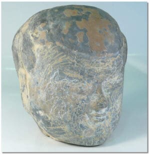 Chine - Han - Grande tête en terre cuite - 206-220 ap. J.-C.