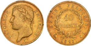 40 francs Napoléon revers empire 1813 CL (Gênes)