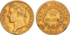 20 francs Napoléon revers empire 1813 R (Rome)