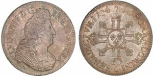 Louis XIV - Ecu aux 8 L - 2ème type - 1704 D (Lyon)