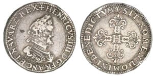 Henri IV - Demi-franc - Pied quadruple 1607 A (Paris)