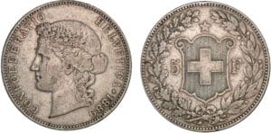 Suisse - 5 francs 1889 B (Berne)