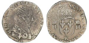 Henri II - Demi-teston à la tête nue - 3ème type - 1559 K (Bordeaux)