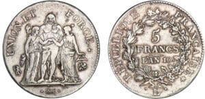 5 francs Hercule union et force - An10 L (Bayonne)