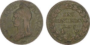 5 centimes Dupré - Grand module - An 5 R (Orléans)