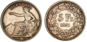 Suisse - 5 francs 1851 A