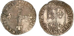 Navarre - Henri III de Navarre, II de Béarn - Quart d'écu 1585 (Saint-Palais)