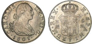 Espagne - Carlos IV - 2 reales 1801 M (Madrid)