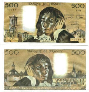 500 francs Pascal 6-11-1975 (alphabet P 54)