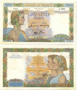500 francs La Paix 6-4-1944 (alphabet G 7965)