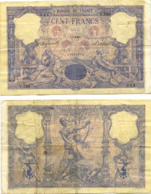 100 francs bleu et rose 17-4-1890 (alphabet Y 789)