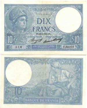 10 francs Minerve 25-2-1937 (alphabet T 68207)