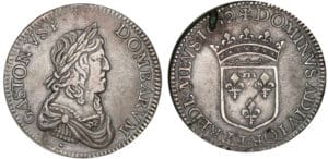 Dombes - Gaston d'Orléans - Ecu 1652 (Trévoux) - Avec une rose sous le buste