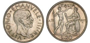Italie - Vittorio Emanuele III - 20 lire 1927 An VI