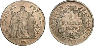 5 francs Hercule union et force - An 9 K (Bordeaux)