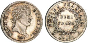 1/2 franc Napoléon revers empire 1814 A (Paris)