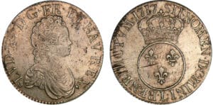 Louis XV - Ecu vertugadin - 1717 L (Bayonne). Flan neuf