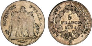 5 francs Hercule union et force - An 5 Q (Perpignan)