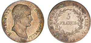 5 francs Bonaparte premier consul - An 12  sur XI Q (Perpignan)