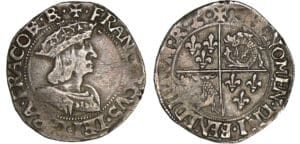 François 1er - Teston du Dauphiné - 2ème type - Romans