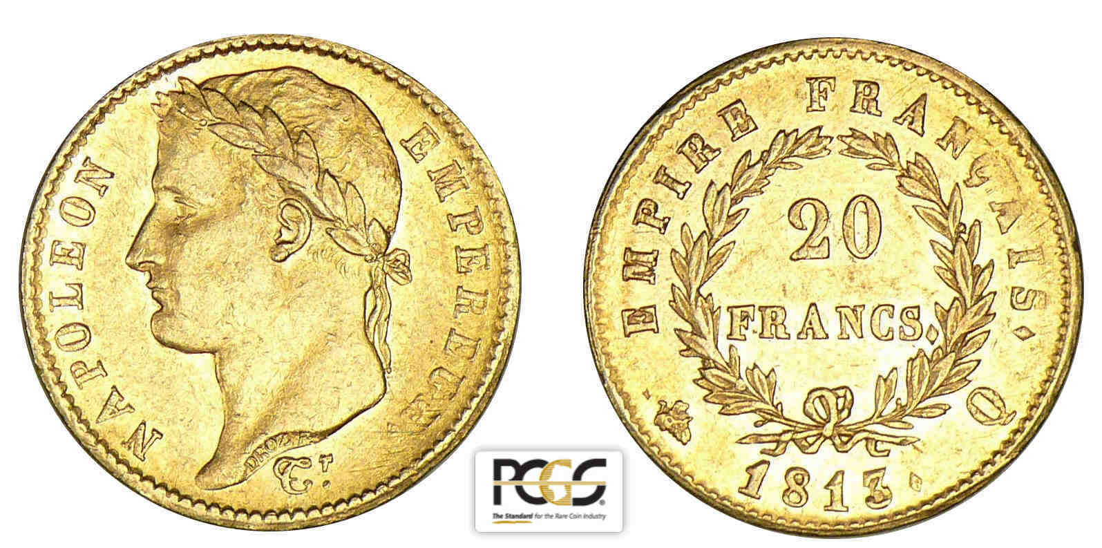 20 francs Napoléon revers Empire 1813 Q (Perpignan) 20 francs Napoléon revers Empire 1813 Q (Perpignan)