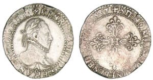 Henri III - Demi-franc au col plat 1587 A (Paris)