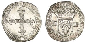 Henri III - Quart d'écu 1589 9 (Rennes)