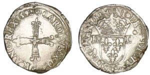 Charles X - Quart d'écu 1592 T (Nantes)