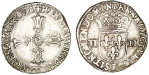 Henri IV - Quart d'écu croix feuillue 1598 L (Bayonne)