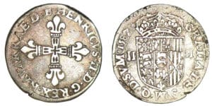Navarre - Henri III de Navarre, II de Béarn - Quart d'écu 1587 (Pau)