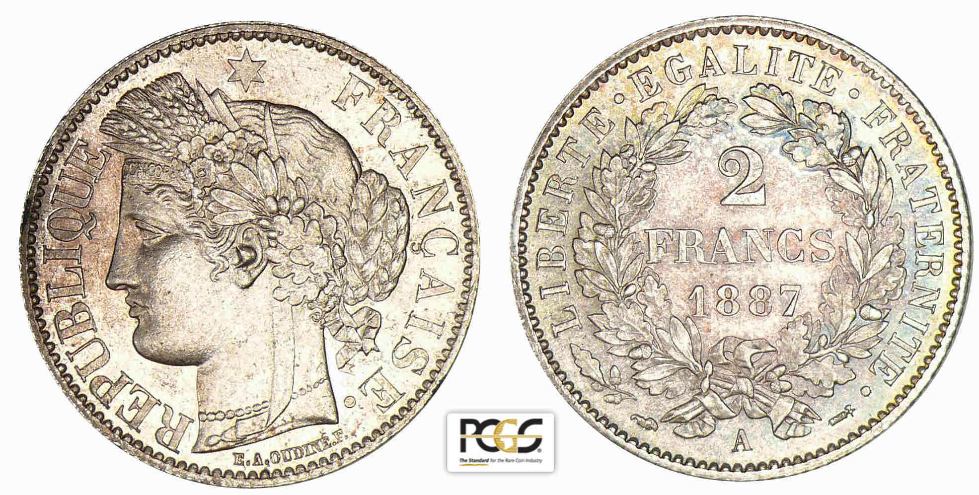 2 francs Cérés avec légende 1887 A (Paris) 2 francs Cérés avec légende 1887 A (Paris)