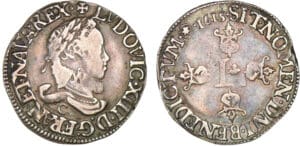 Louis XIII - Demi-franc à la grosse tête laurée - 1615 C (St-Lô)