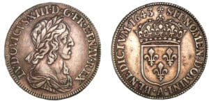 Louis XIII - Quart d'écu - 2ème poinçon - 1643 rose A (Paris)