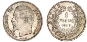 1 franc Napoléon III tête nue 1859 A (Paris)