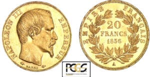 20 francs Napoléon III tête nue 1856 A (Paris)