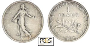 1 franc Semeuse 1898 - Flan mat
