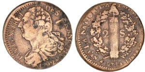 2 sols au faisceau type FRANCOIS 1792 AA (Metz)