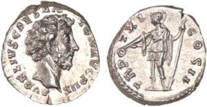 Marc Aurèle - Denier (156-157, Rome) - La Vertu