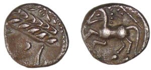 Allobroges - Denier VOL au cheval galopant et au caducée (60-50 av. J.-C.)