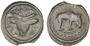 Rèmes - Potin au bucrane (40 av. J.-C.)