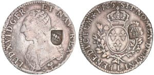 Suisse - Bern - 40 batzen (1816) contremarqué sur un écu de Louis XVI 1785 L (Bayonne)