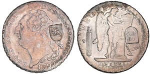 Suisse - Bern - 40 batzen (1816) contremarqué sur un écu constitutionnel 1793 D (Lyon)